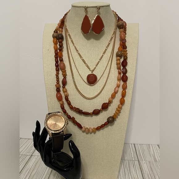 Source Unknown Accessories - Watch Bundle: Rose Tone/rhinestone Watch - New Battery & necklace Set.